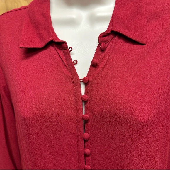 Soft surroundings Poet blouse Elegant Red Women's small button detail - Picture 6 of 8
